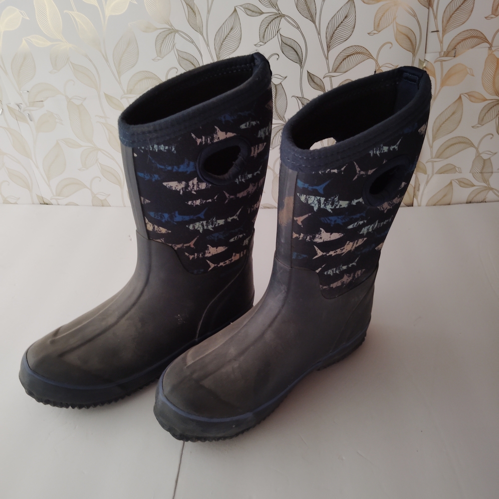 Kids' Shark Print Rain Boots